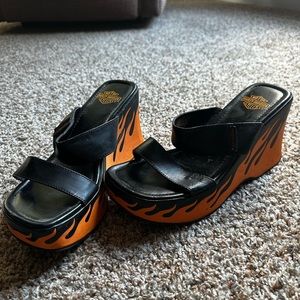 Vintage Harley Davidson Platform Sandals